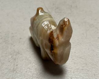 Carved Banded Onyx Stone Rabbit Figurine (4/5)
