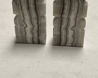 Pair of Carved Onyx Aztec-Style Figural Bookends (2/5)
