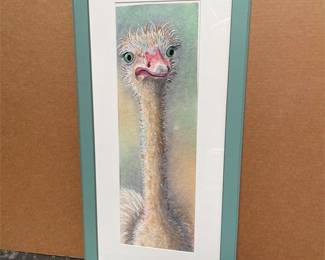 Dianne Schulte "Ostrich" Framed Watercolor (2/3)