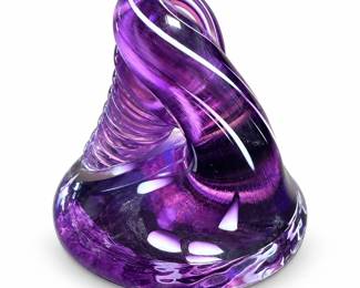 Purple Swirl Art Glass Pen Holder and Paperweight