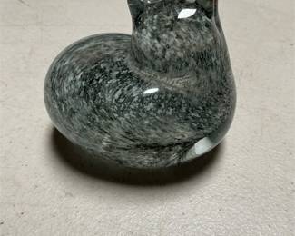Mottled Gray Art Glass Cat Figurine (4/5)