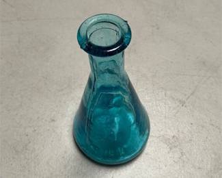Aqua Blue Bubble Glass Bottle-Form Vase (4/5)