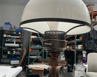 Oil Lamp Style Electric Table Lamp with White Glass Shade (3/5)