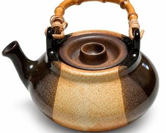 Pottery Craft Stoneware Teapot with Bamboo Handle