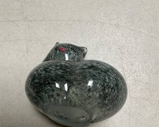 Mottled Gray Art Glass Cat Figurine (3/5)