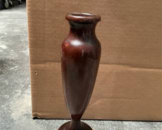 Turned Mulga Wood Vase with Bark-Edged Base (2/5)