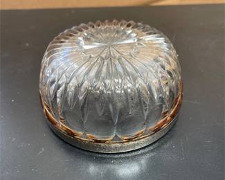 Pressed Glass Bowl with Silver-Tone Rim (3/4)