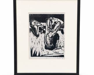 Framed Figurative Relief Print Signed Bartsch