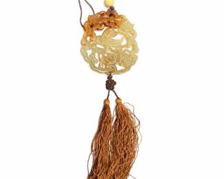 Chinese-Style Openwork Bird Pendant with Tassels