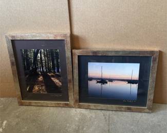 Framed Forest and Sailboat Photographs