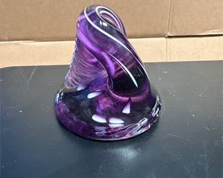 Purple Swirl Art Glass Pen Holder and Paperweight (2/3)