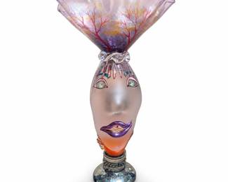 Kurt and Lynda Carlson Queen Head Art Glass Vase