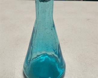 Aqua Blue Bubble Glass Bottle-Form Vase (2/5)