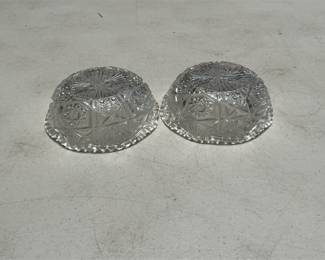 Pair of Clear Glass Hobstar and Fan Bowls (3/5)