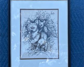 Framed Monochrome Woodland Animal Illustration (2/2)