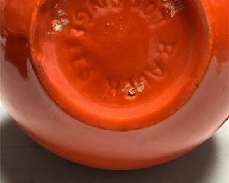 Bauer Pottery Orange Lidded Carafe with Wood Handle (4/6)