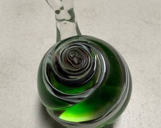 Green Swirl Art Glass Snail Paperweight (4/6)