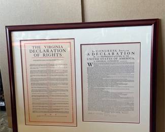 Framed Virginia Rights & Independence Declaration Reproductions