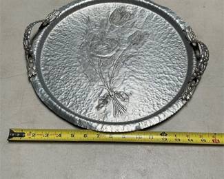 Rodney Kent Hammered Aluminum Tulip Serving Tray (5/5)