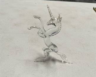 Clear Glass Rearing Unicorn Figurine (4/5)