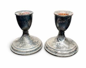 Gump's Weighted Sterling Silver Candlesticks, Pair