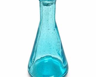 Aqua Blue Bubble Glass Bottle-Form Vase