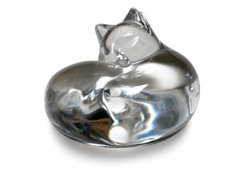 Steuben Crystal Cat Hand Cooler by Lloyd Atkins