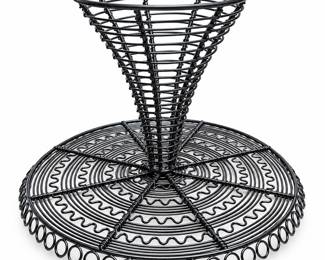 Black Wire Pedestal Cake Stand with Looped Rim