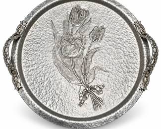 Rodney Kent Hammered Aluminum Tulip Serving Tray