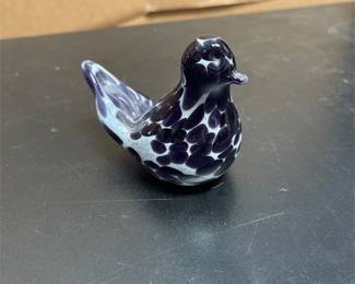 St. Clair Purple and White Art Glass Bird Paperweight (2/4)