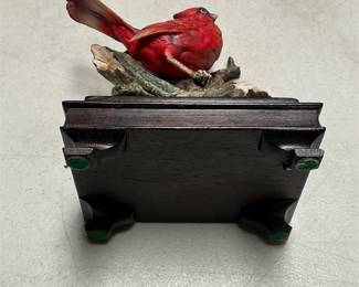 Red Cardinal Figurine on Footed Wood Base (3/5)