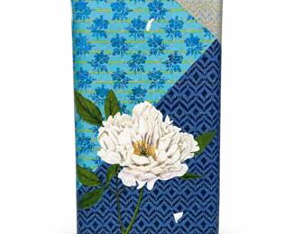 Peacock and Floral Decorated Rectangular Glass Vase (3/5)