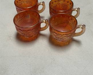 Imperial Marigold Carnival Glass Grape Punch Cups (2/4)