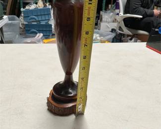 Turned Mulga Wood Vase with Bark-Edged Base (5/5)