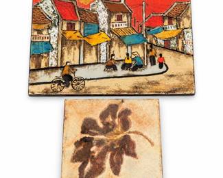 Vietnamese Street Scene & Botanical Art Plaques