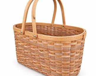 Woven Splint Market Basket with Twin Swing Handles