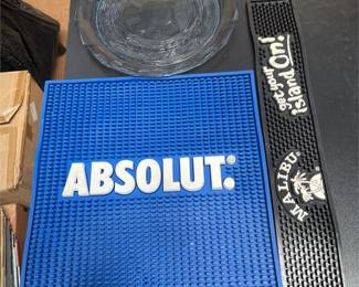 Absolut and Malibu Bar Mats with Glass Serving Bowl (2/3)