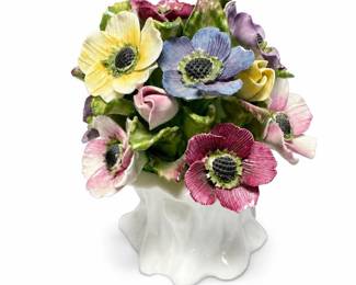 Aynsley Bone China Floral Bouquet on Stump Base