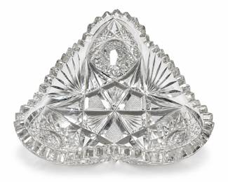 Cut Glass Triangular Bonbon Dish with Hobstars