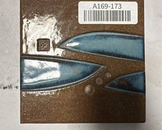 Blue and Brown Glazed Ceramic Art Tile (2/2)