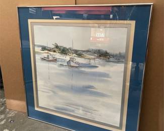Framed Harbor Scene with Fishing Boats (2/5)