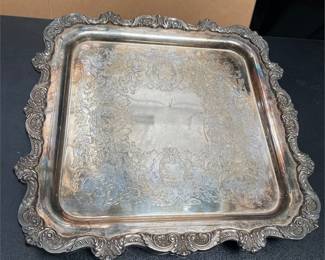 Poole Silver Co. 812 Silverplate Footed Serving Tray (3/4)