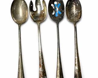 Silver-Tone Serving Spoons and Salad Fork