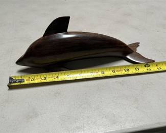 Carved Wooden Dolphin Sculpture in Dark Finish (6/7)