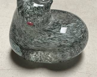 Mottled Gray Art Glass Cat Figurine (2/5)