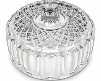 Clear Pressed Glass Dish Cover with Paneled Sides