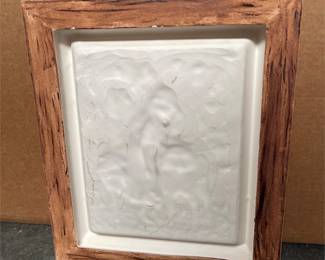 Girl with Two Wolves Painted Relief Wall Plaque (3/3)