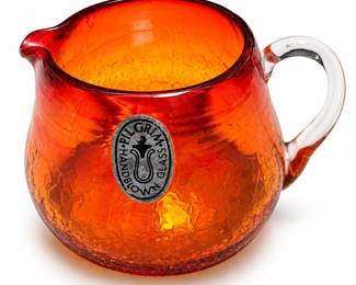 Pilgrim Orange Crackle Glass Creamer Pitcher