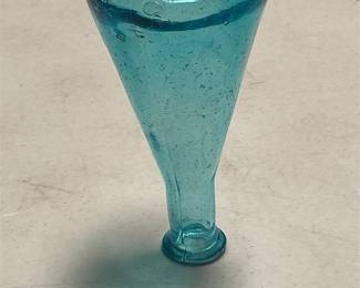 Aqua Blue Bubble Glass Bottle-Form Vase (3/5)
