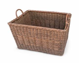 Rectangular Wicker Storage Basket with Loop Handles